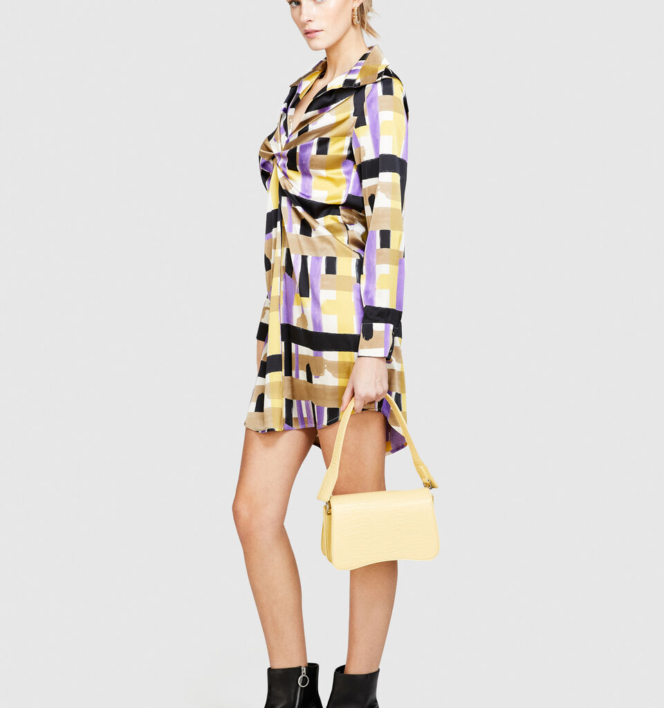 Dress in printed satin - women's short dresses - Multi-color | Sisley image number 2